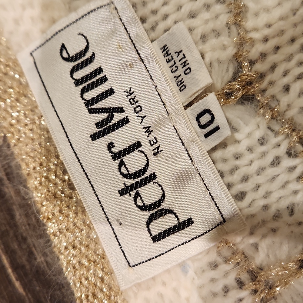 ❤️ 80s VINTAGE PETER LYNNE NEW YORK GOLD CREAM ANGORA SWEATER CARDIGAN, 10 - Picture 7 of 11
